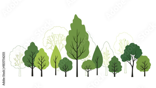 Diverse Collection of Green Trees Representing Nature and Growth