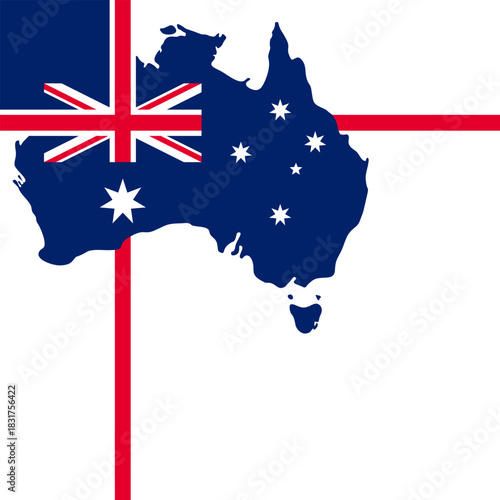 patriotic australian map illustration, stylized australian map with patriotic symbols background