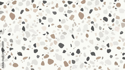 Seamless terrazzo pattern with abstract stone fragments in neutral colors. Modern vector background for flooring, wall, and surface design
