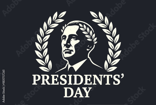 Monochrome Presidents Day laurel emblem vector
