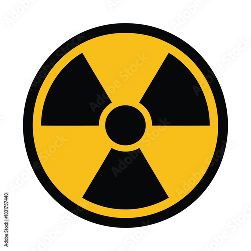 Radiation warning symbol, a black trefoil on a yellow circle