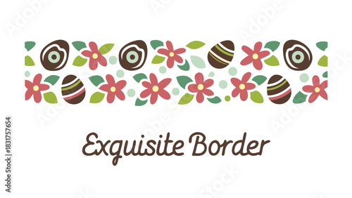 Exquisite flat vector illustration featuring a decorative border with vibrant colors and classic typography suitable for elegant design projects