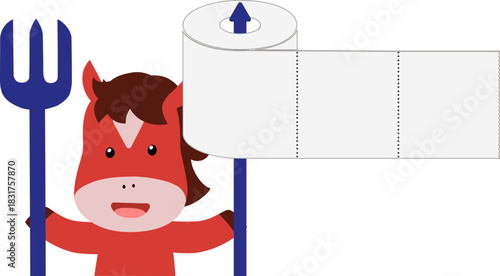 2026 Red Fire Horse Character-Korean Exam Support Symbols: Fork (Guess Right) and Toilet Paper (Solve Smoothly)
