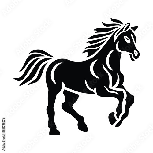 Elegant Black Horse Silhouette Vector Illustration