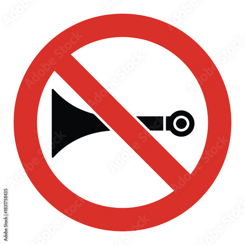 No honking traffic sign indicating prohibition against using a vehicle horn