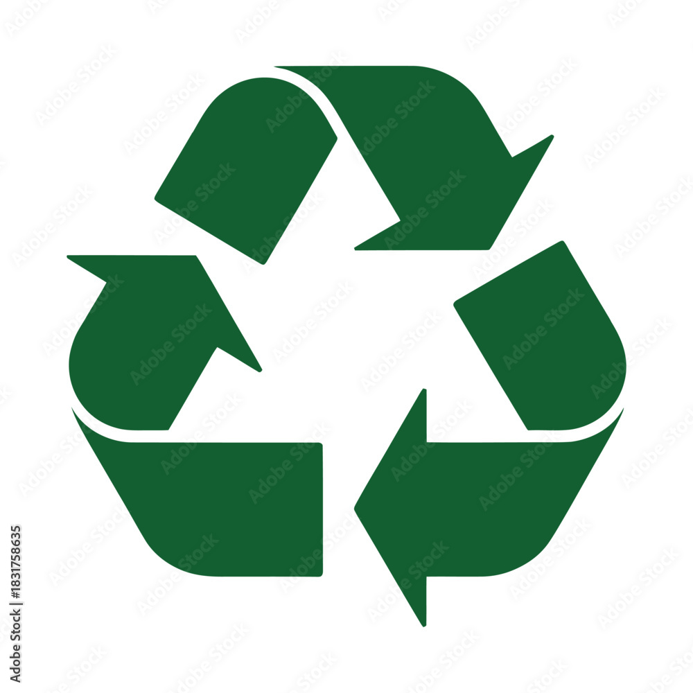 Obraz premium Green recycling symbol icon representing environmental protection and sustainability