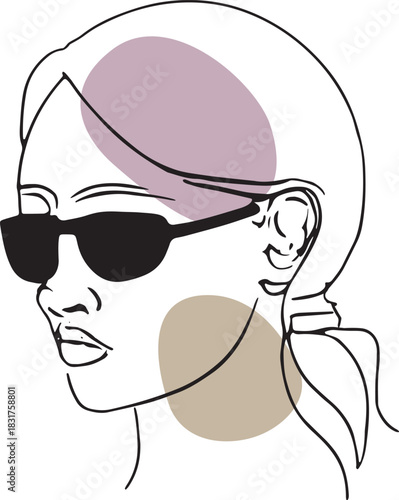 Chic Minimalist Line Art Portrait with Sunglasses
