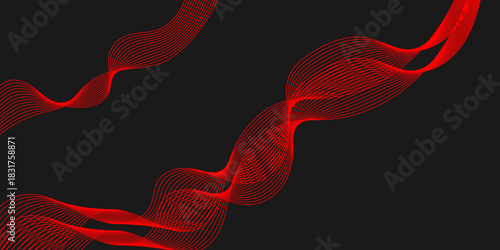 abstract vector red wave lines on white background. Abstract Red Wave Lines Background Design. Abstract Red Wave Patterns. Set of Glowing Fiery Abstract Isolated Transparent Wave Lines for Black Bg. 