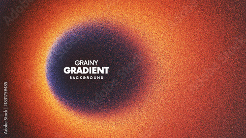 Vibrant grainy gradient background with glowing orange aura blending into deep shadowed core with rich film grain texture created from thousands of individual dots for abstract branding minimal visual