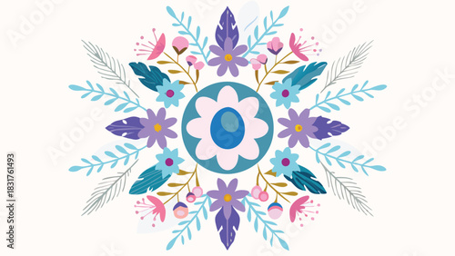 Vibrant overhead perspective of a colorful abstract floral design perfect for banners and advertisements showcasing a dynamic blend of organic shapes and bold hues