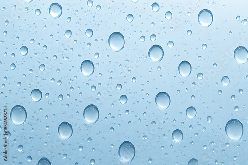 Water Droplets on Blue Background
