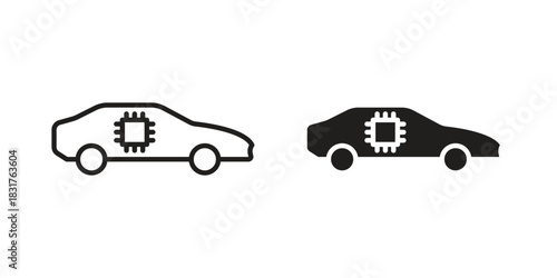 Autonomous car icon template color editable. for graphic and web design.