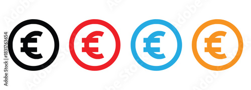 euro symbols in different colored ovals-vector illustration