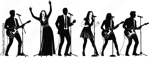 Black silhouette vector set of human footprints, handprints, and bear paw prints, nature wildlife and human trace graphic collection, isolated on white.