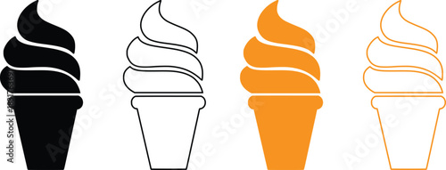 ice cream cones in different colors and styles
-vector illustration