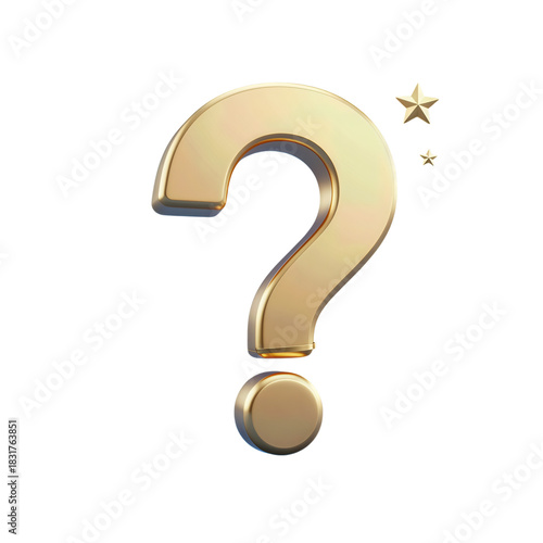 Golden Question Mark Icon with Stars