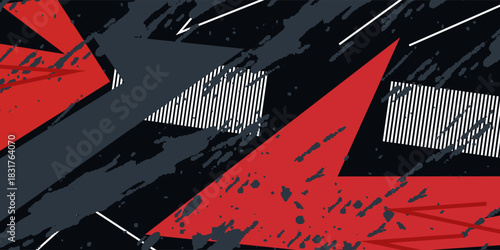 Abstract background modern vector racing 3d grey and red. Wide Banner Design