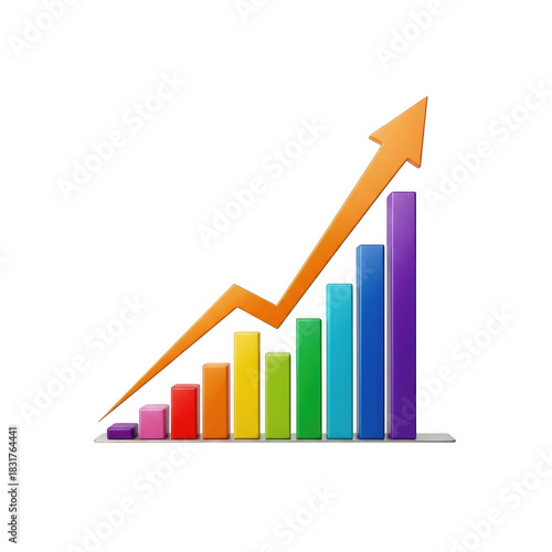 Colorful bar graph showing upward trend isolated on transparent background Free Download Colorful bar graph showing upward trend isolated on transparent background - GFXLoad