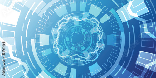 Abstract futuristic background. Concentric circles. Rotating circular elements. Spiral graphics.