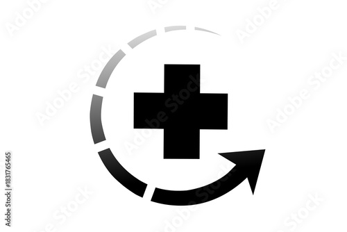 Medical Cross with Circular Arrow Recovery Icon Vector. Healthcare Update and Refresh Symbol Minimalist Design