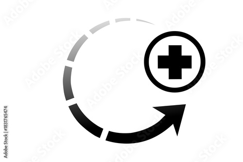 Medical Cross with Circular Arrow Recovery Icon Vector. Healthcare Update and Refresh Symbol Minimalist Design