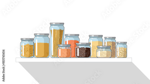 Pantry goals with organized glass jars filled with pasta, beans, and grains on a clean shelf ready for your next healthy meal prep