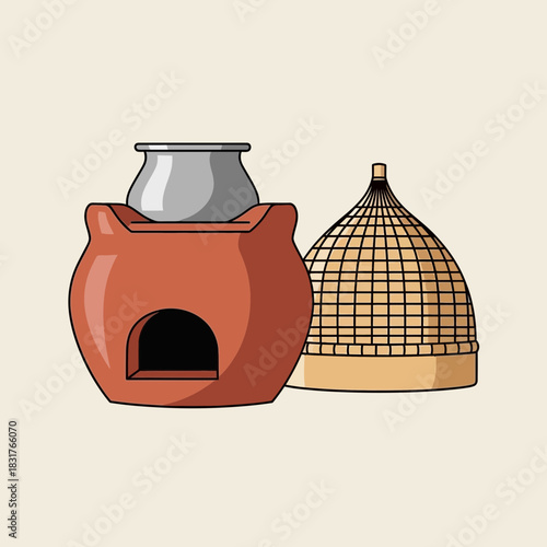 Traditional asian cooking tools for kitchen and food preparation icon