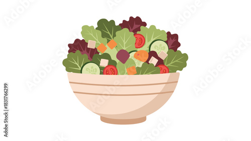 A delicious healthy salad with fresh colorful vegetables in a bowl, perfect for healthy eating campaigns and wellness promotions