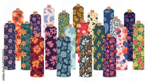Vibrant floral fabric rolls for your next project bring a burst of color and pattern to sewing, crafting, and textile designs