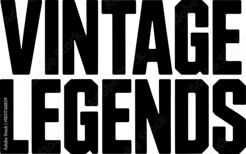 Black text vintage legends typography on white background vector