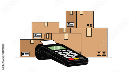 Streamlined payment for shipping orders with pos terminal, fast checkout for delivery service, convenient financial transactions made easy