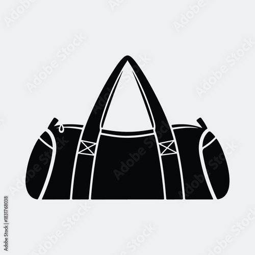 Silhouette duffel bag sports gym black graphic vector illustration