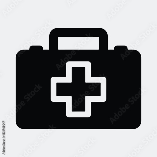 Silhouette first aid kit box medical emergency vector illustration