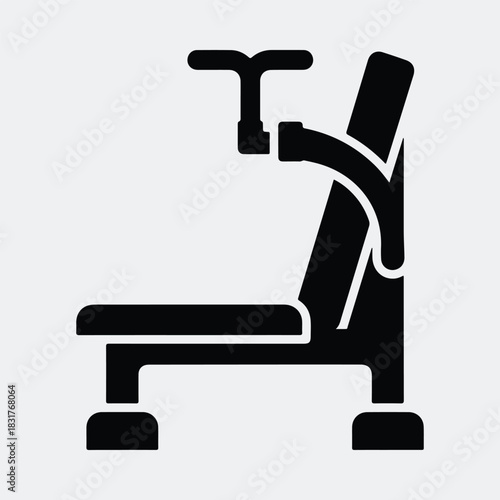 Silhouette fitness bench press training machine vector illustration