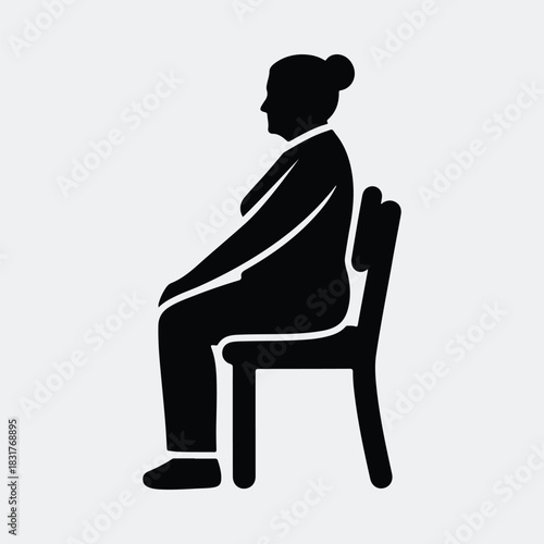 Silhouette woman sitting on chair side view vector illustration