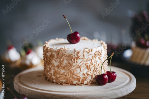 ice cream cake with a cherry on top