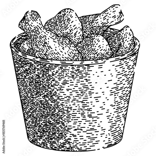 Food fried chicken sketch hand drawn⁠
