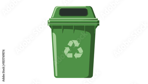 Eco-friendly practices with this green recycling bin, perfect for environmental awareness campaigns and sustainability initiatives