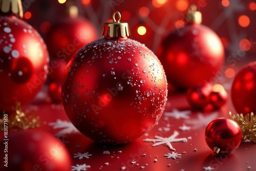 Bolas de navidad, Imagen navideña con decoración festiva, árbol de Navidad, luces cálidas y ambiente acogedor. Diseño ideal para felicitaciones, tarjetas de Navidad, invitaciones y proyectos creativos