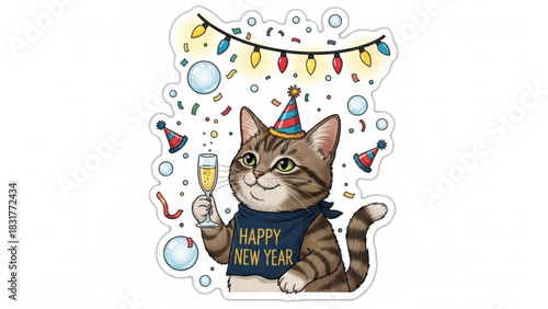 New Year Mini Champagne Cat