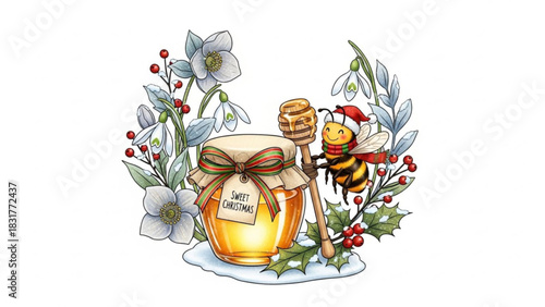 Bee with Christmas Honey Gift Set