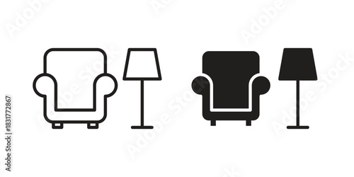 Living room icon template color editable. for graphic and web design.
