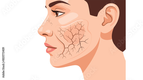 Understanding facial veins with a detailed anatomical illustration, perfect for medical education and skincare product marketing campaigns