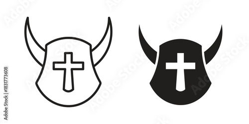 Medieval Helmet with Horns icon template color editable. for graphic and web design.
