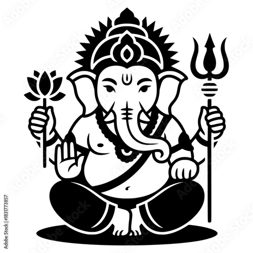 lord ganesha line art drawing, god ganesh picture, god ganesh vector image	