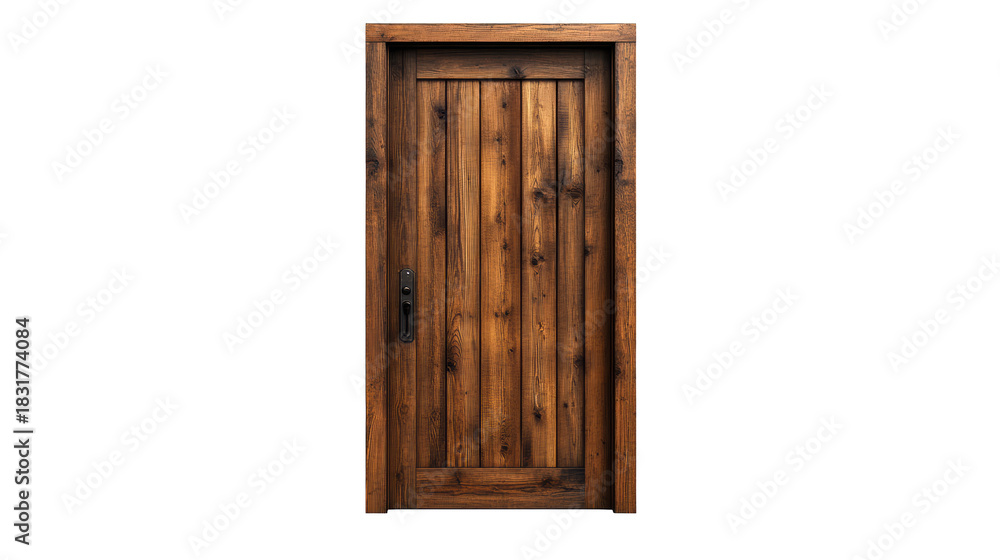Obraz premium Wooden Door on Transparent Background for Design Projects