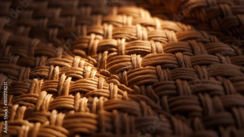 Wallpaper Mural Closeup of woven natural fiber texture with warm lighting Torontodigital.ca