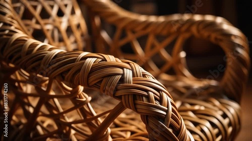 Wallpaper Mural Closeup of woven rattan chair armrest with detailed texture Torontodigital.ca