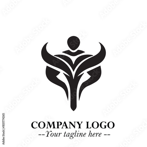 Man With Muscle Logo Symbol in Black on White Background for Strong Bold Fitness Branding Design Art