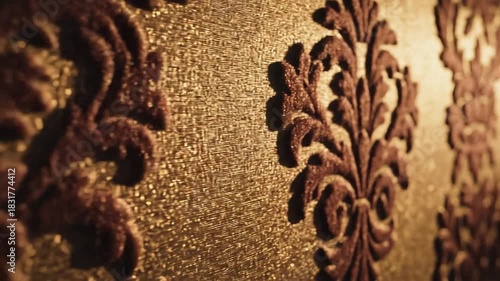 Wallpaper Mural Embossed damask pattern on textured gold wallpaper Torontodigital.ca